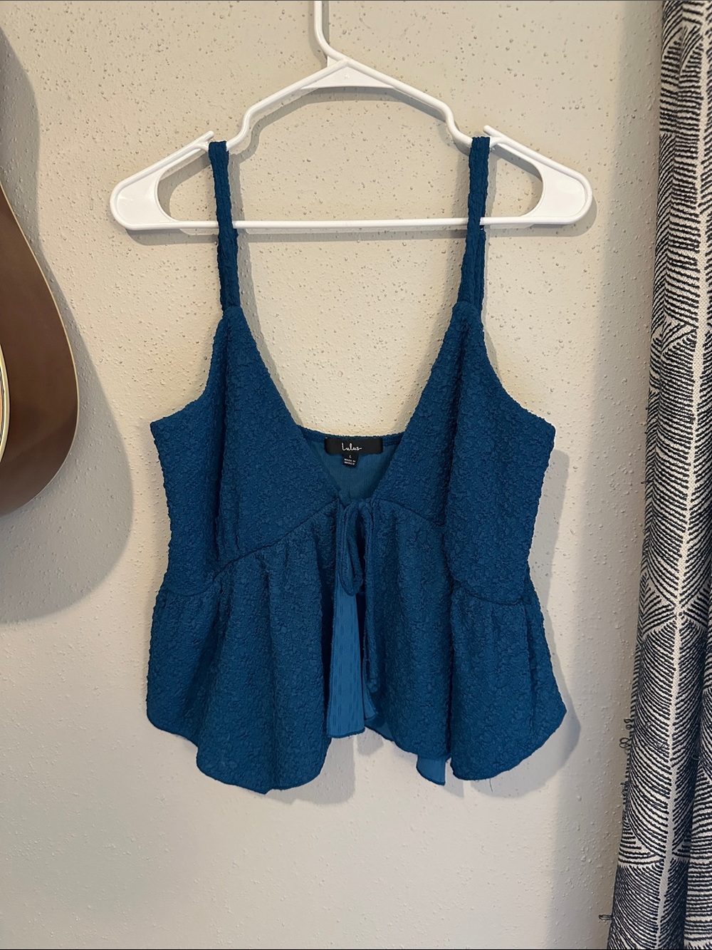 Lulu's Teal Textured Tie-Front Camisole